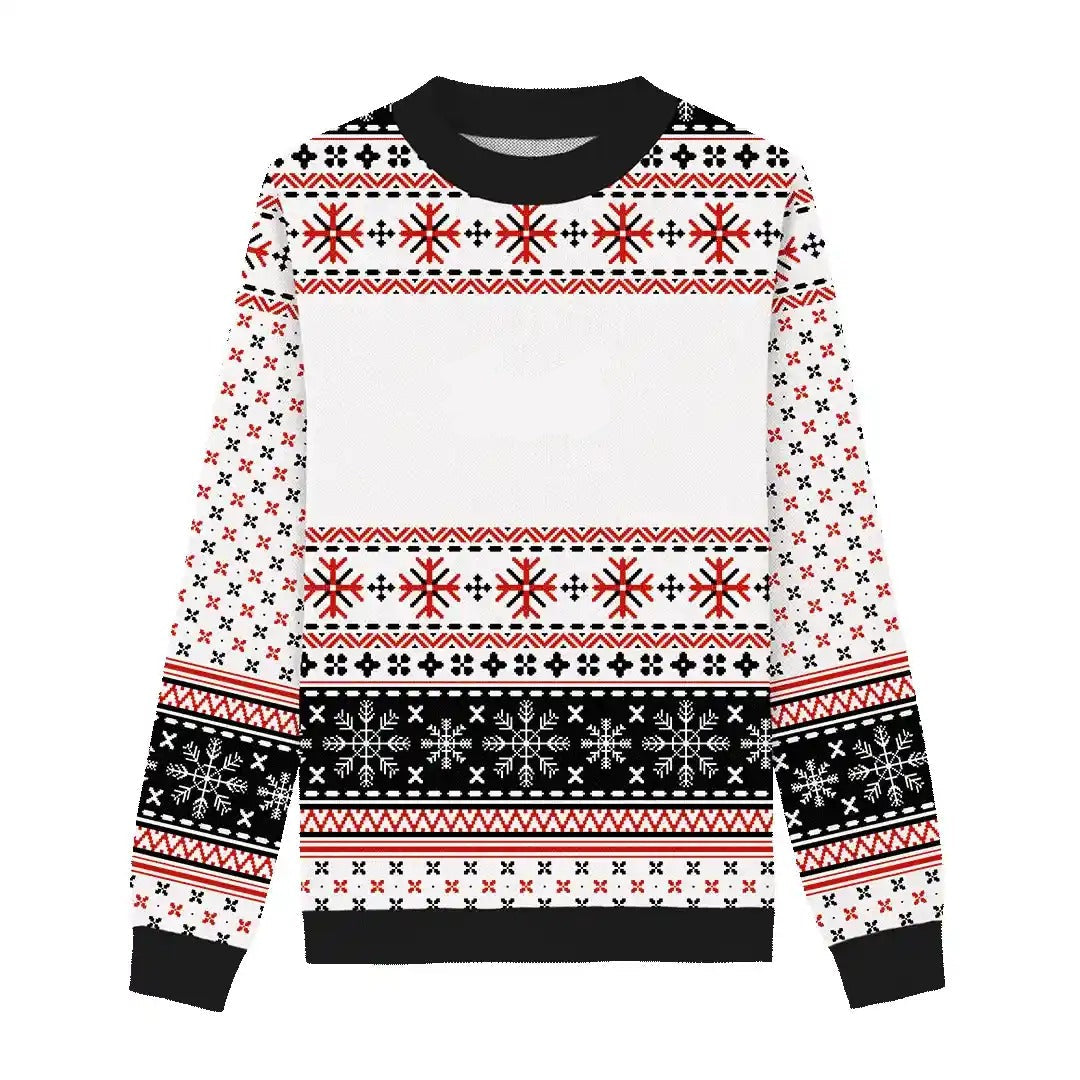 Custom Pet Knitted Holiday Sweater - Snow Day White
