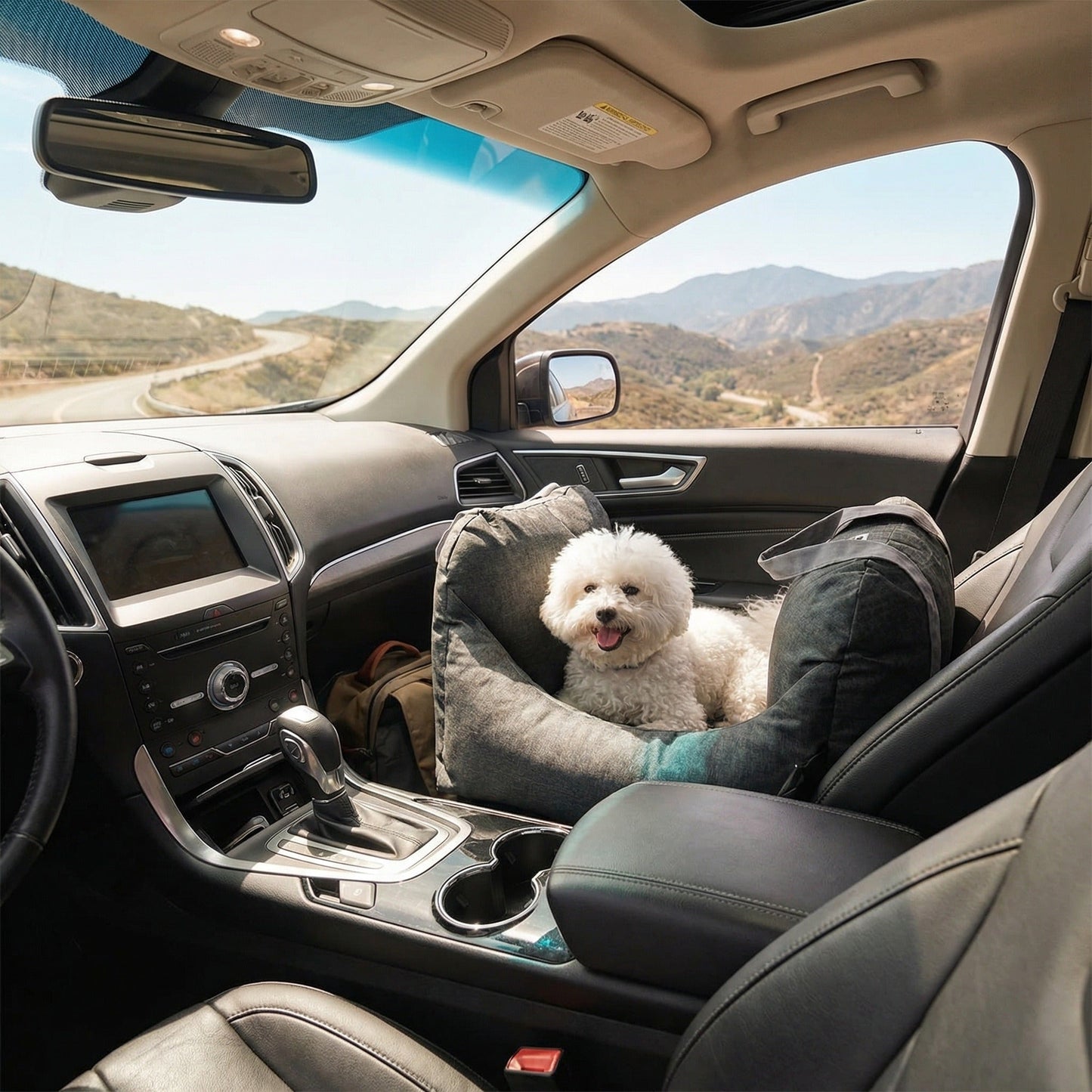 Dog Car Seat Bed - First Class Travel Booster with Safety Leash