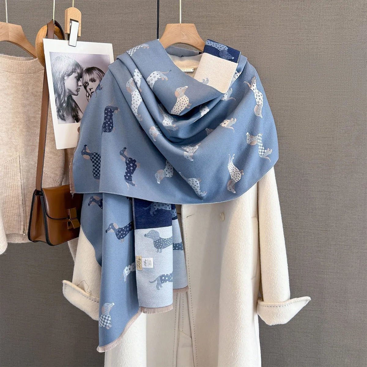 Dachshund Print Faux Cashmere Scarf for Dog Lovers