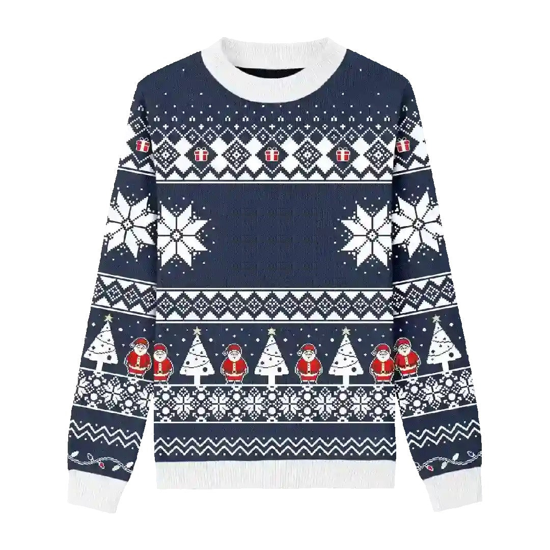 Custom Pet Knitted Holiday Sweater - Snowflake Navy