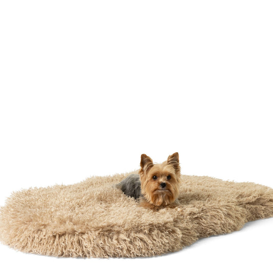 PupRugTM Luxe Faux Fur Orthopedic Dog Bed - Plush Sheep Tan