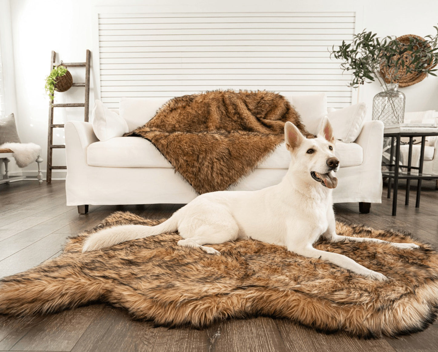 PupRugTM Faux Fur Orthopedic Dog Bed - Curve Sable Tan