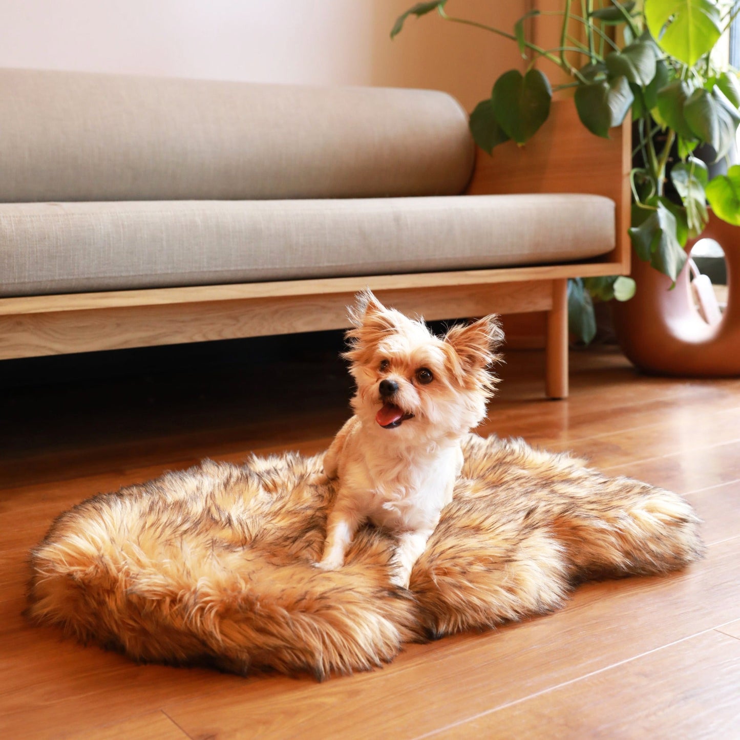 PupRugTM Faux Fur Orthopedic Dog Bed - Curve Sable Tan