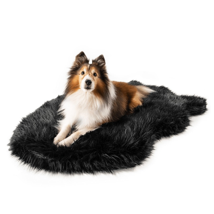 PupRugTM Faux Fur Orthopedic Dog Bed - Curve Midnight Black
