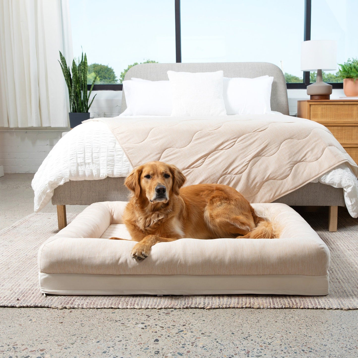 PupChillTM Cooling 4-Bolster Dog Bed - Arctic Sand