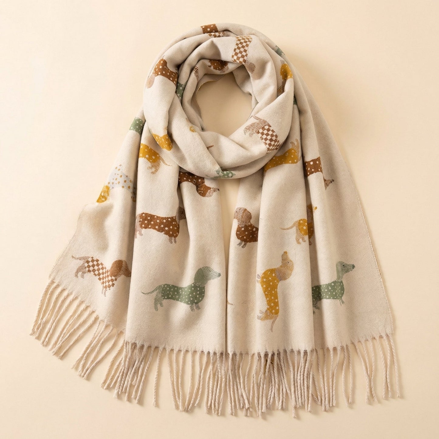 Dachshund Print Faux Cashmere Scarf for Dog Lovers