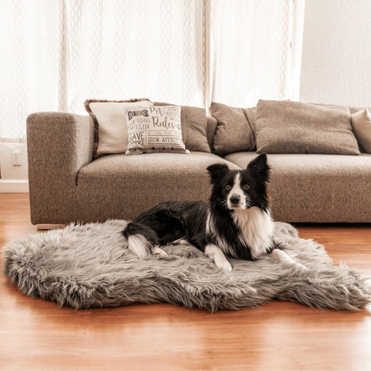PupRugTM Faux Fur Orthopedic Dog Bed - Curve Charcoal Grey