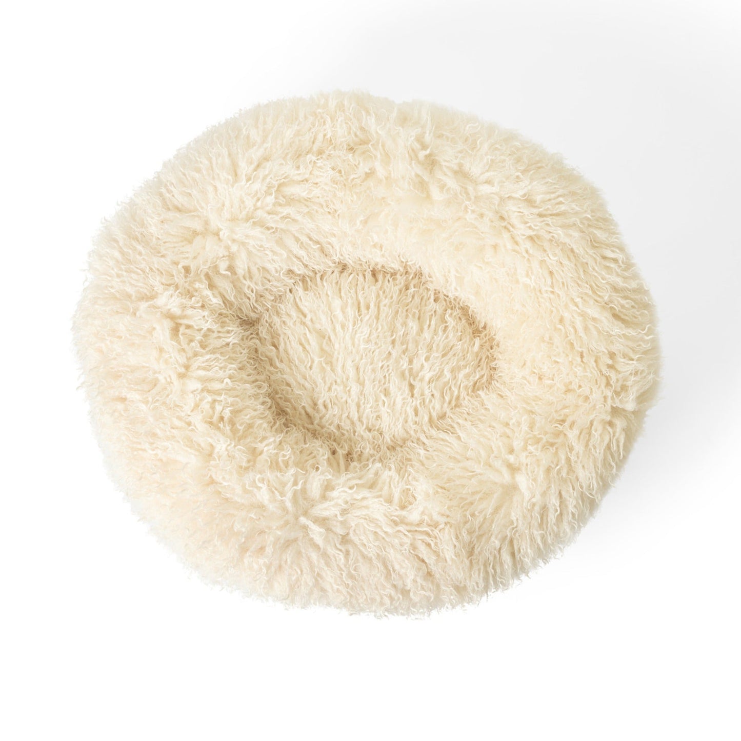 PupPoufTM Luxe Faux Fur Donut Dog Bed - Plush Sheep Ivory