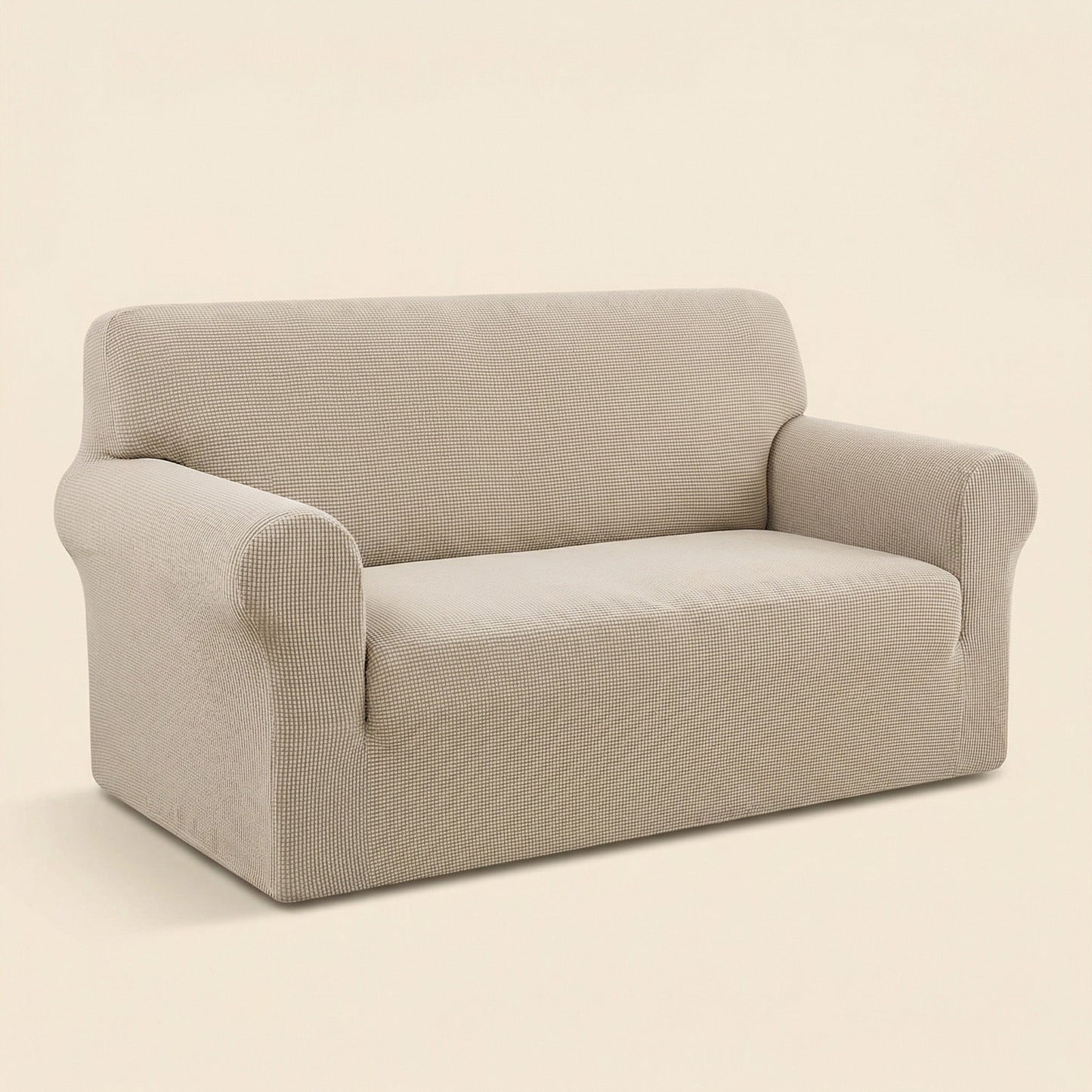 Beige Stretch Sofa Cover – Pet-Proof Furniture Protector 1–4 Seater
