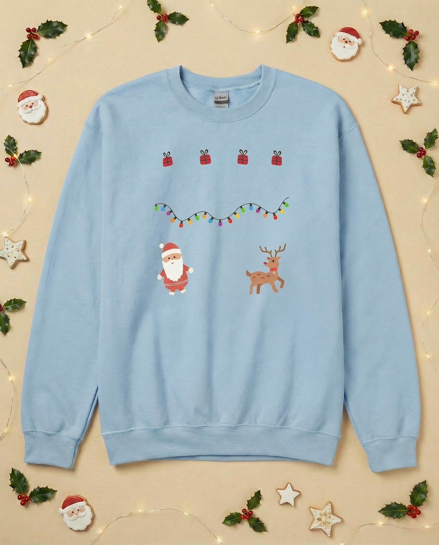 Custom Pet Holiday Sweatshirt - Santa Friends for Light Colored Shirts