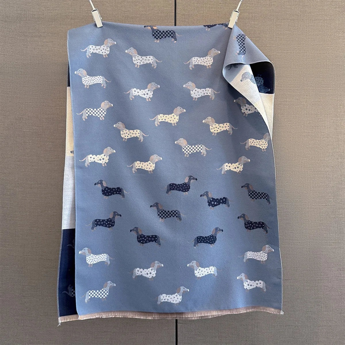 Dachshund Print Faux Cashmere Scarf for Dog Lovers