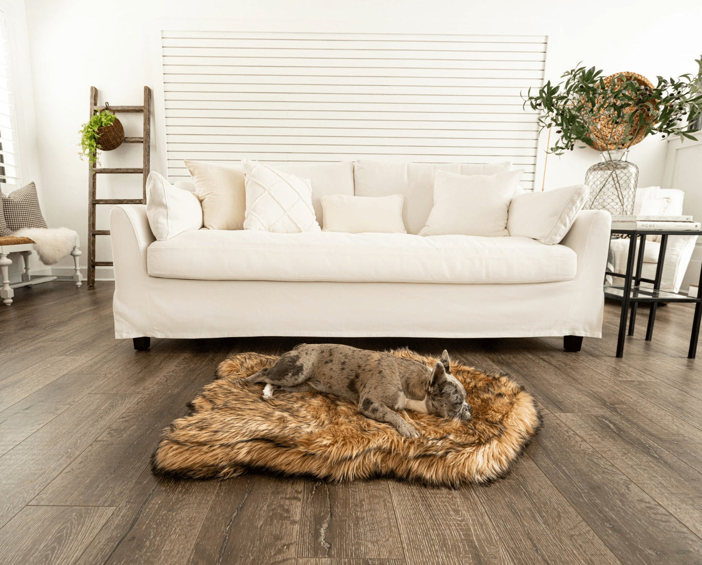 PupRugTM Faux Fur Orthopedic Dog Bed - Curve Sable Tan