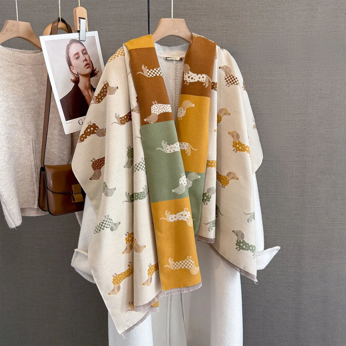 Dachshund Print Faux Cashmere Scarf for Dog Lovers