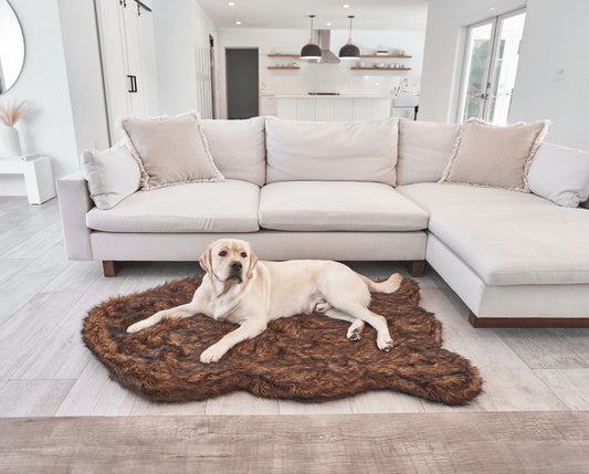 PupRugTM Faux Fur Orthopedic Dog Bed - Curve Brown