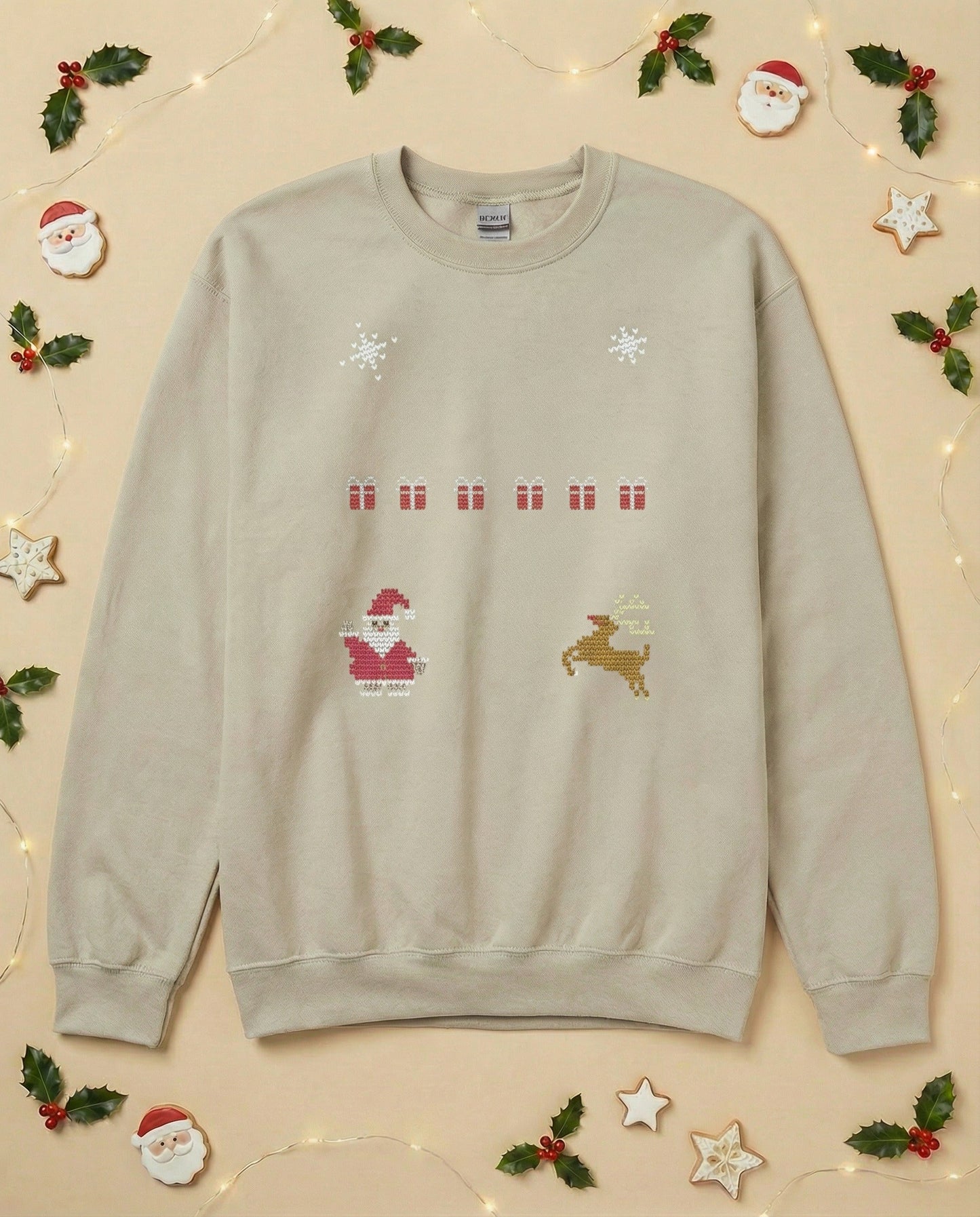 Custom Pet Holiday Sweatshirt - Santa Friends Knitted