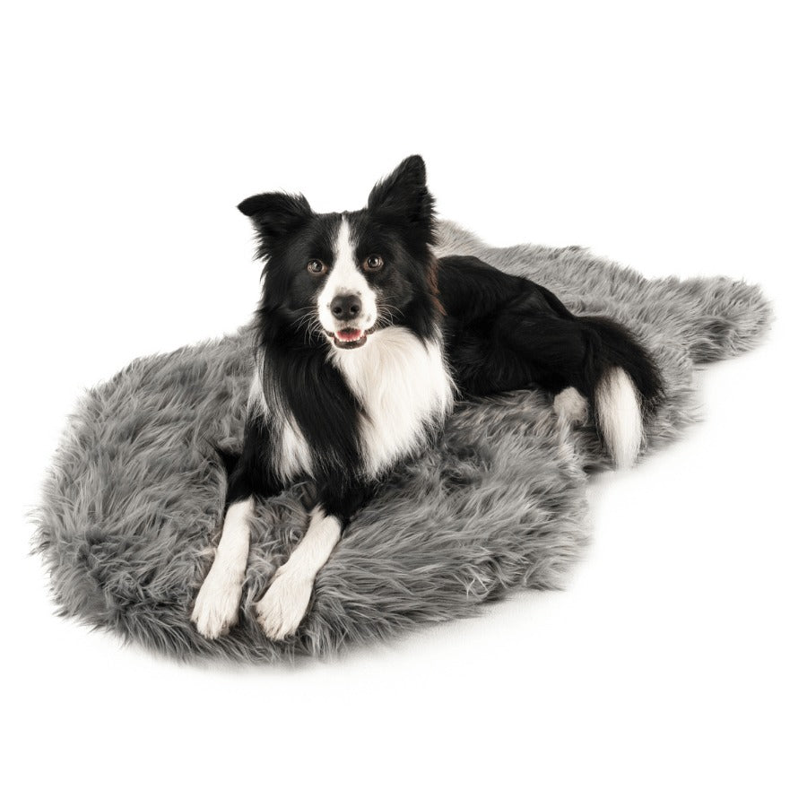 PupRugTM Faux Fur Orthopedic Dog Bed - Curve Charcoal Grey