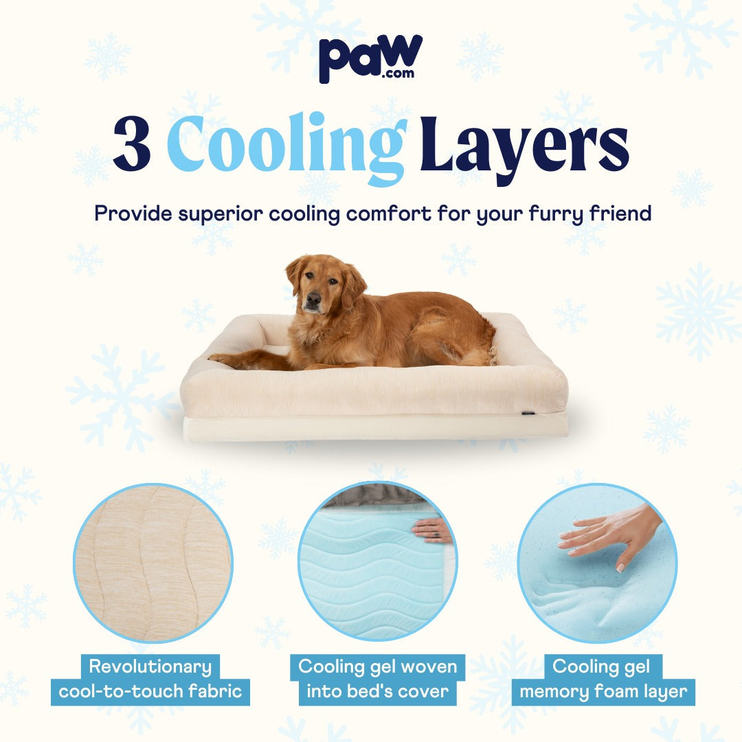 PupChillTM Cooling 4-Bolster Dog Bed - Arctic Sand