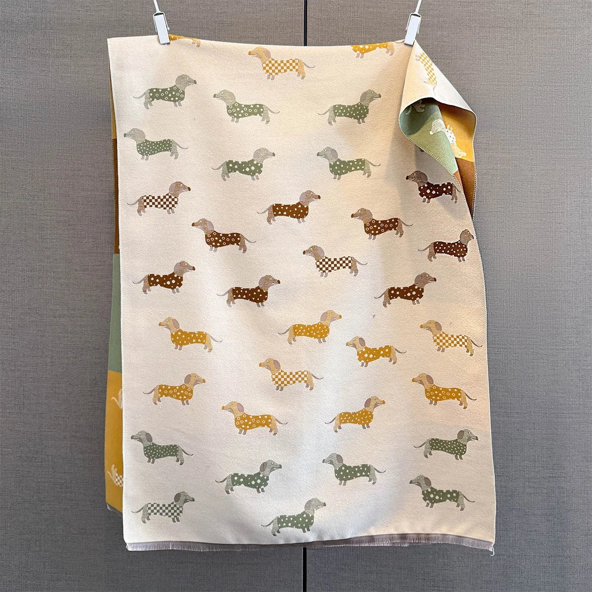 Dachshund Print Faux Cashmere Scarf for Dog Lovers