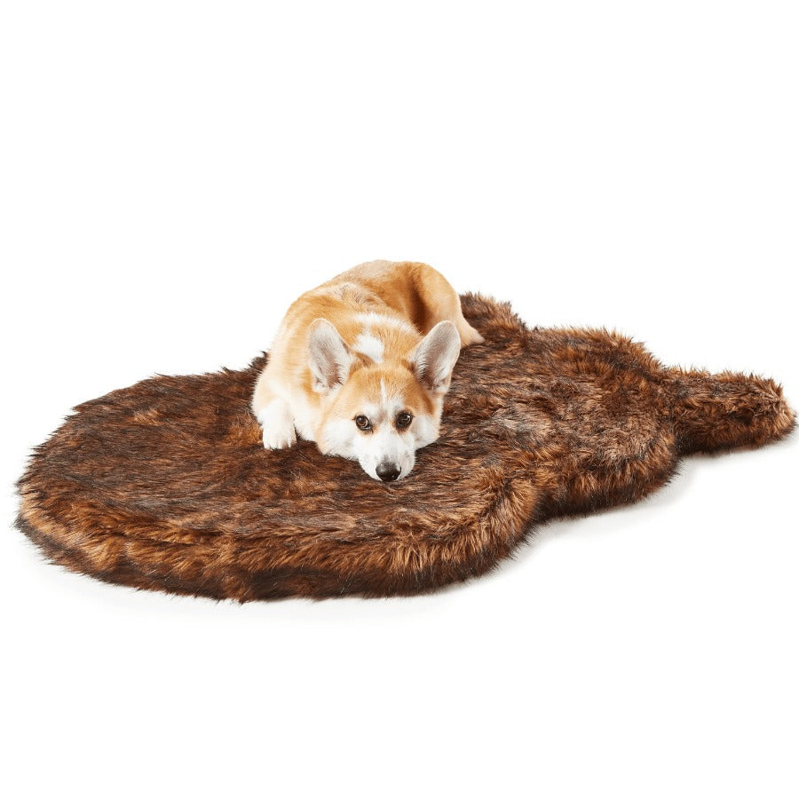 PupRugTM Faux Fur Orthopedic Dog Bed - Curve Brown