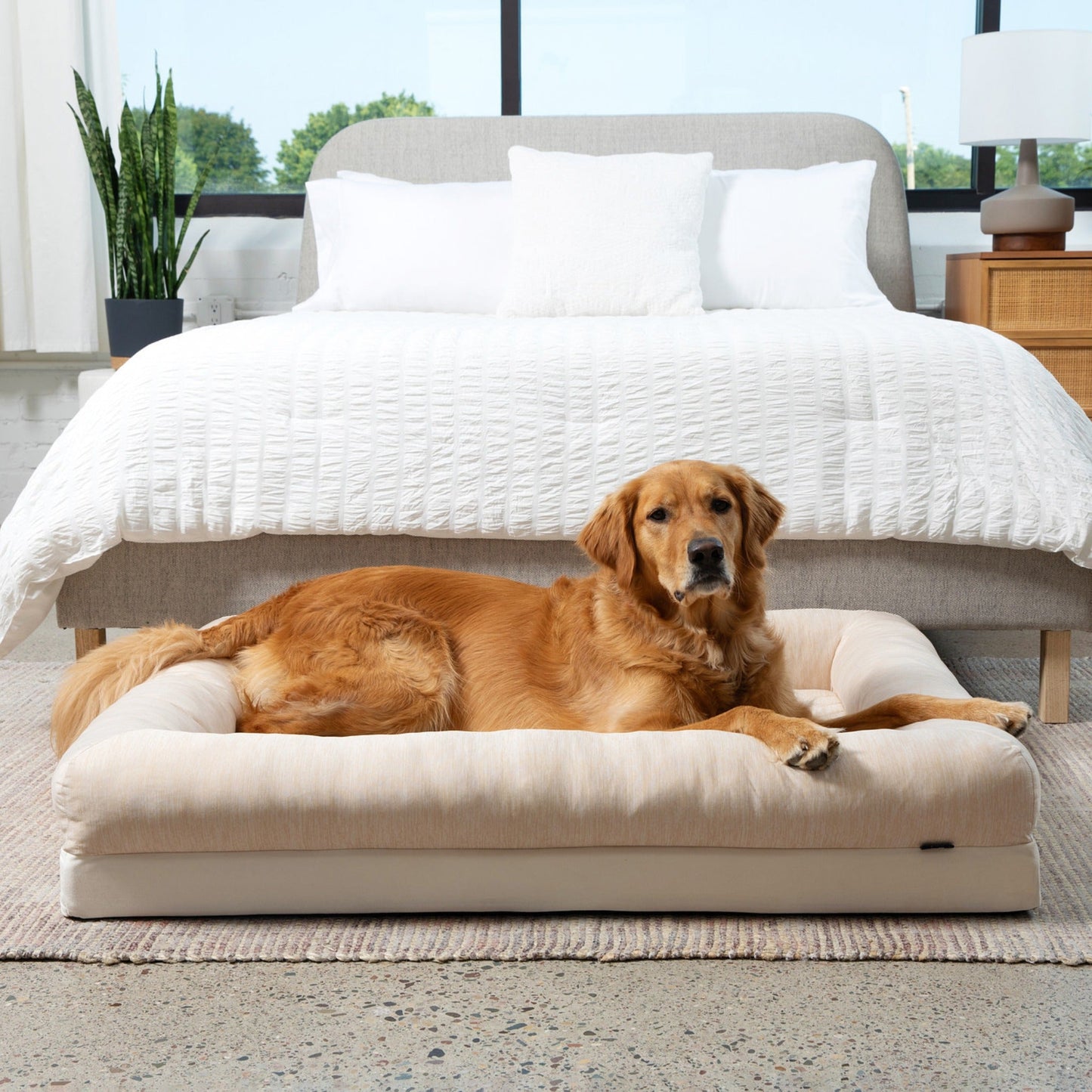 PupChillTM Cooling 4-Bolster Dog Bed - Arctic Sand