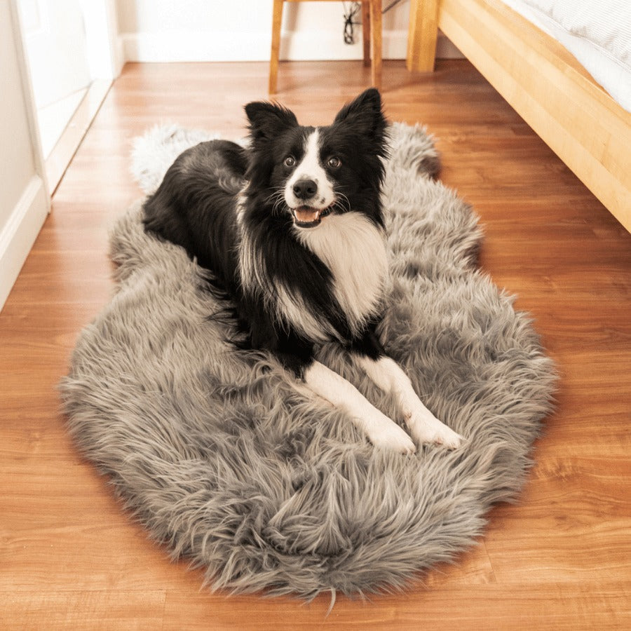 PupRugTM Faux Fur Orthopedic Dog Bed - Curve Charcoal Grey