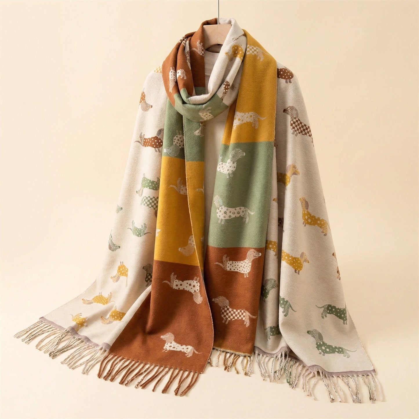 Dachshund Print Faux Cashmere Scarf for Dog Lovers