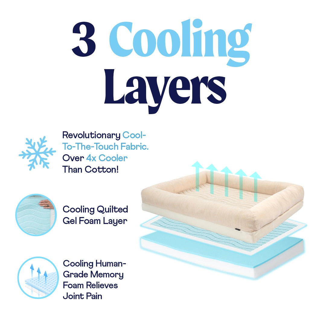 PupChillTM Cooling 4-Bolster Dog Bed - Arctic Sand