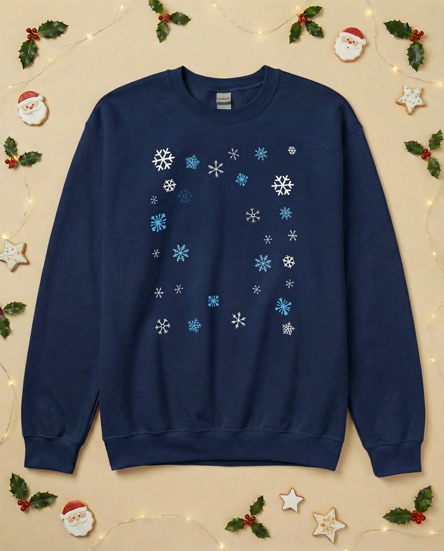Custom Pet Holiday Sweatshirt - Snowflakes