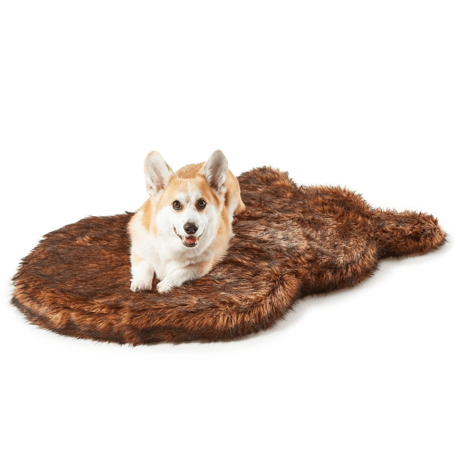 PupRugTM Faux Fur Orthopedic Dog Bed - Curve Brown
