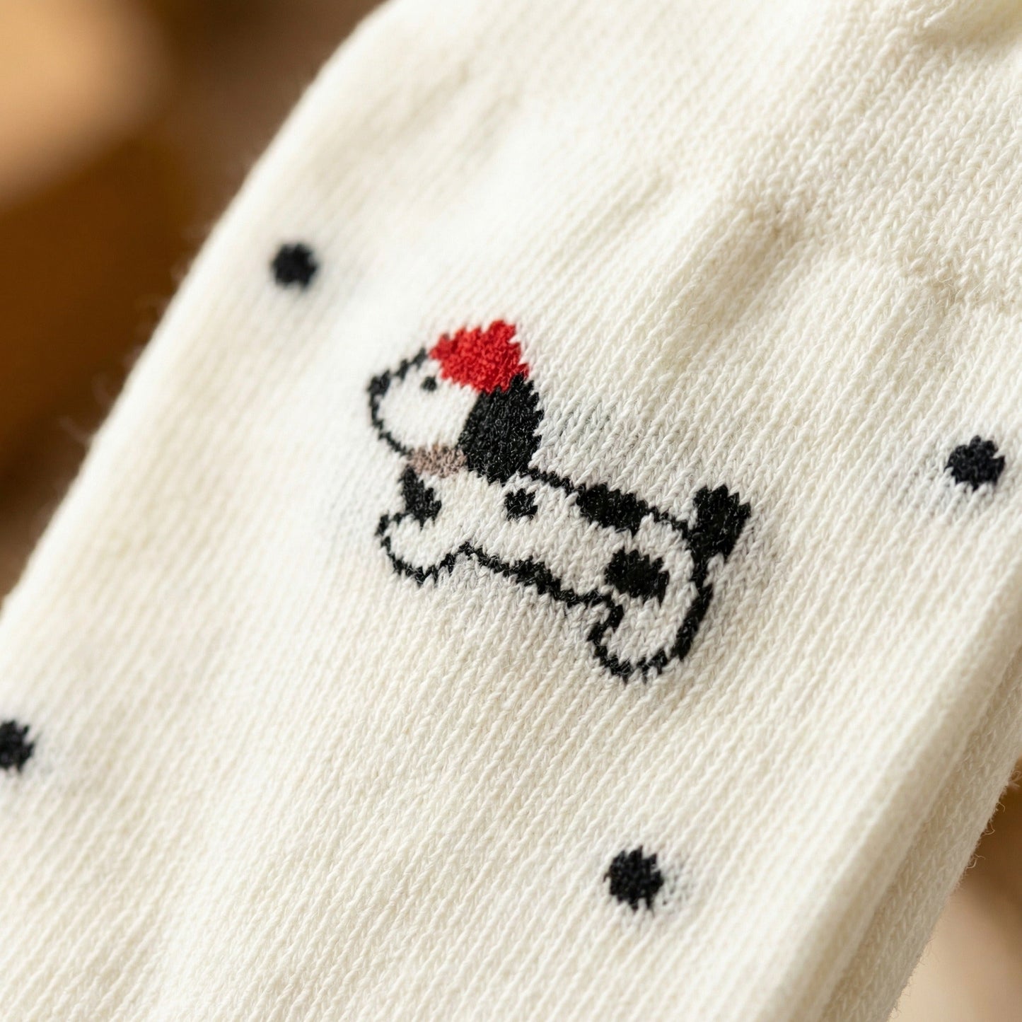 Kawaii Dog Print Crew Socks for Dog Lovers | Polka Dot & Stripe