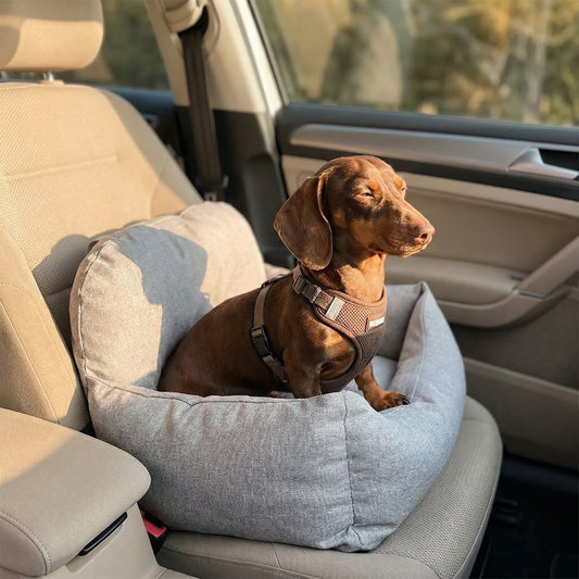 Dog Car Seat Bed - First Class Travel Booster with Safety Leash