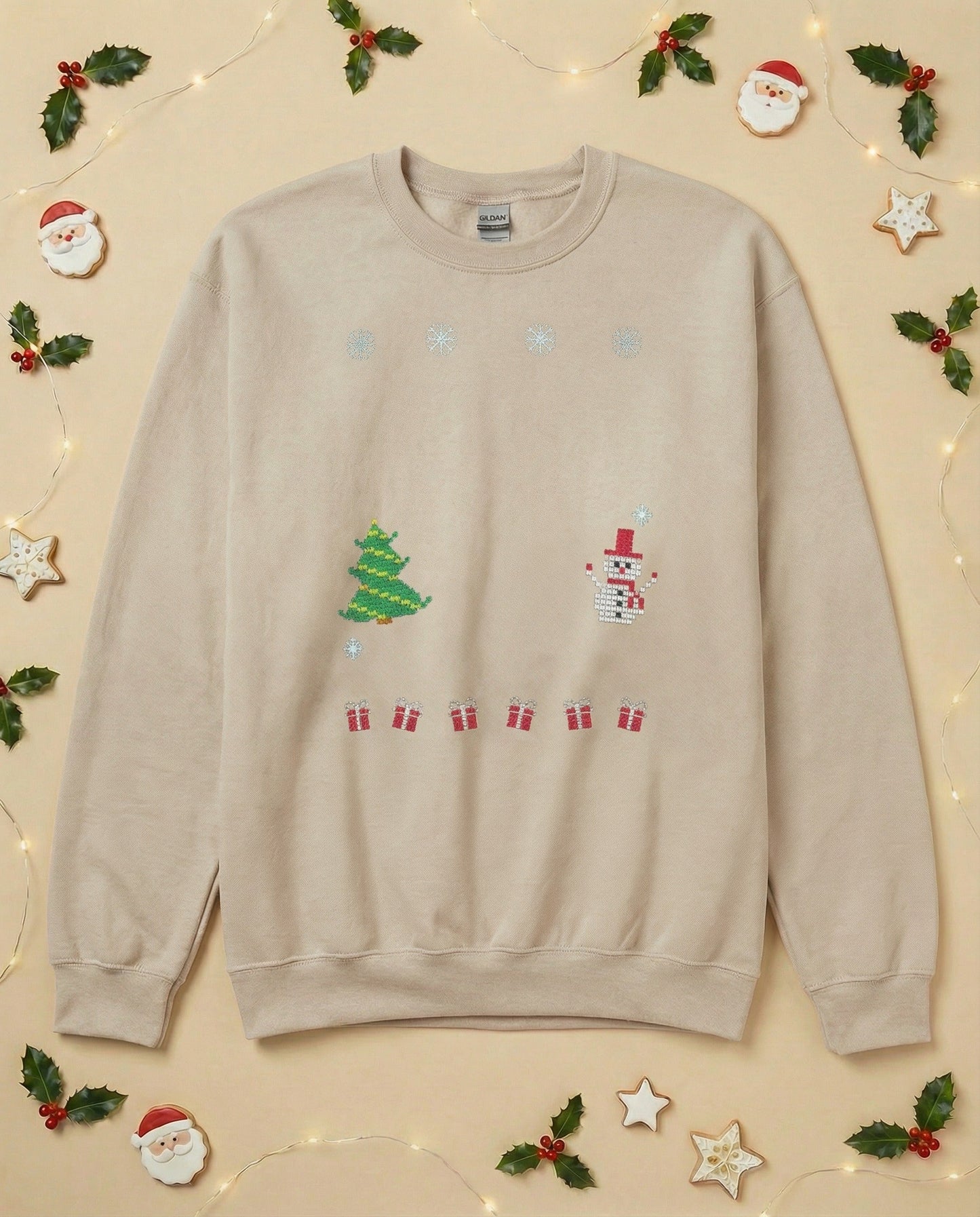 Custom Pet Holiday Sweatshirt - Xmas Tree Friends Knitted